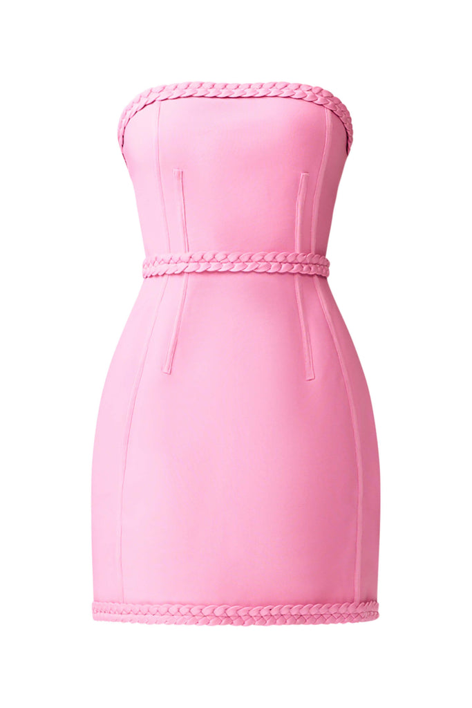 Coralene Strapless Mini Dress in Pink