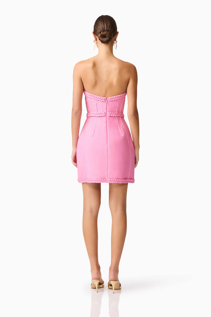 Coralene Strapless Mini Dress in Pink