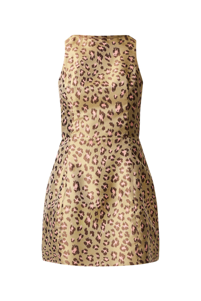 Elara Tulip Mini Dress in Leopard Print