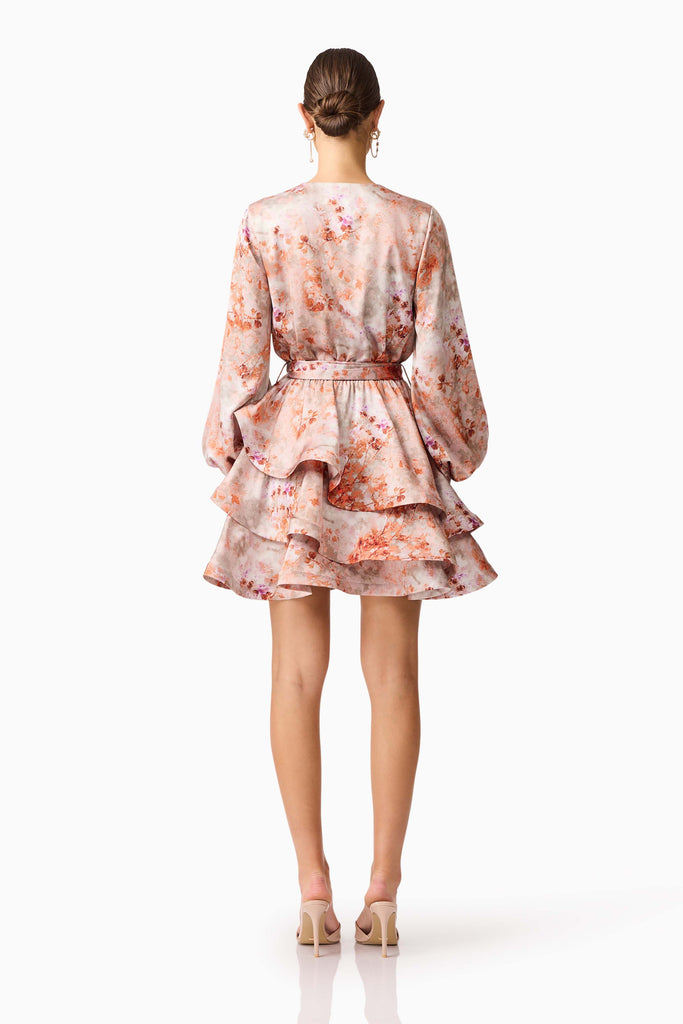 Piper Long Sleeve Mini Dress in Orange Floral