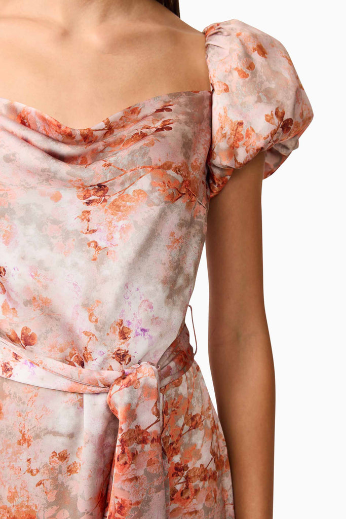 Piper Puff Sleeve Maxi Dress in Orange Floral