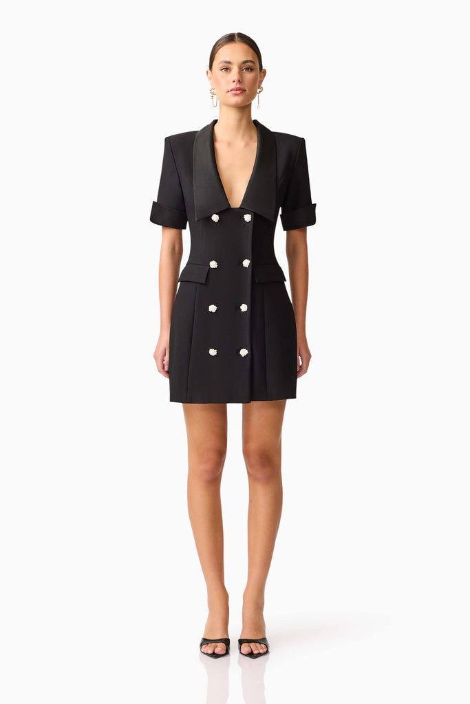 Ruby Short Sleeve Blazer Dress in Black