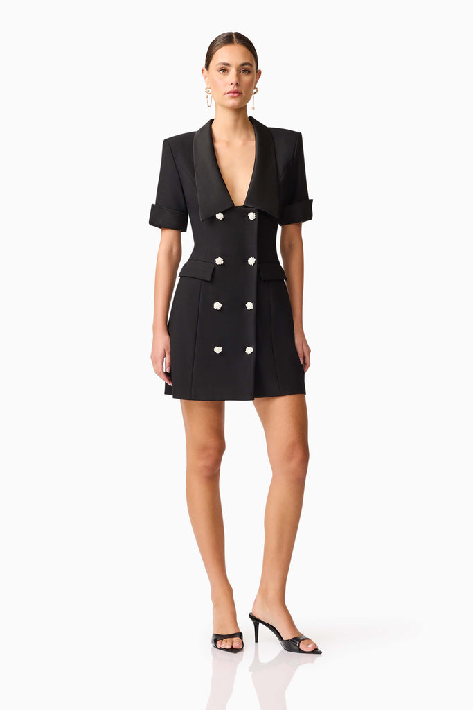 Ruby Short Sleeve Blazer Dress in Black