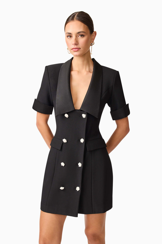 Ruby Short Sleeve Blazer Dress in Black