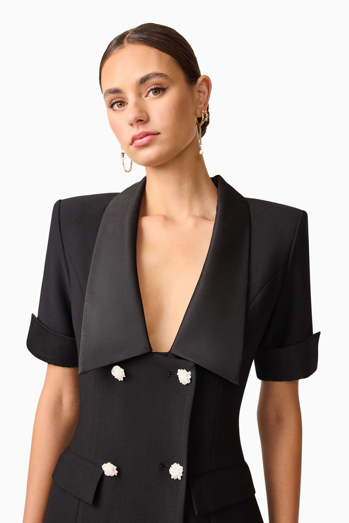 Ruby Short Sleeve Blazer Dress in Black