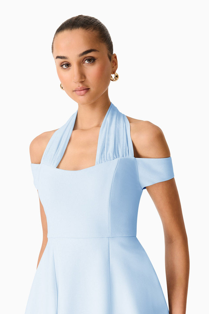 Ruby Halter Mini Dress in Blue