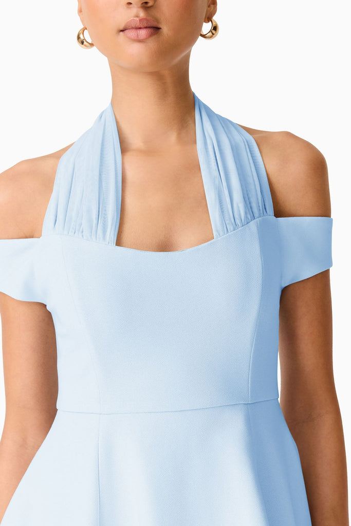 Ruby Halter Mini Dress in Blue