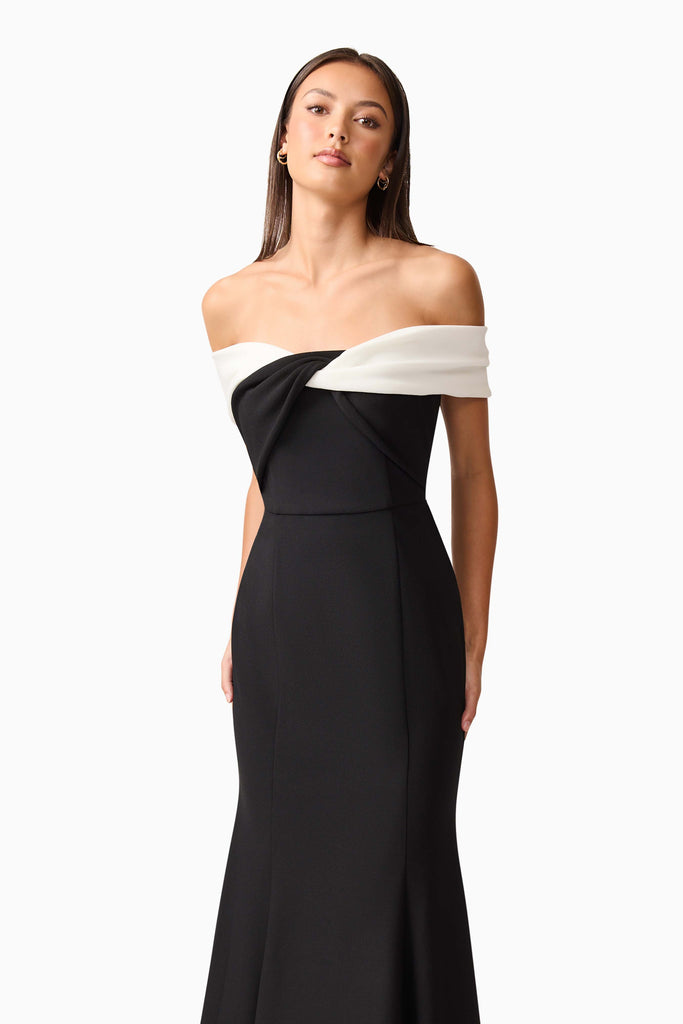Ruby Off The Shoulder Gown in Black