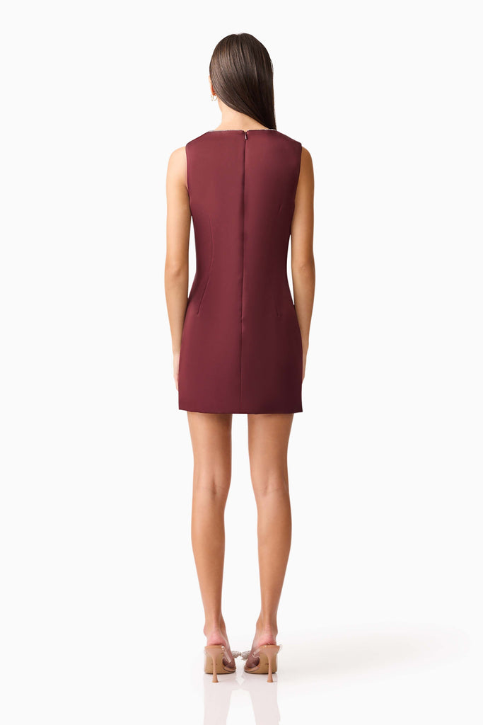 Livia Shift Mini Dress in Burgundy