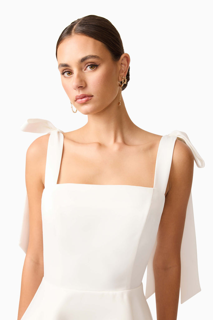 Livia Tiered Mini Dress in White