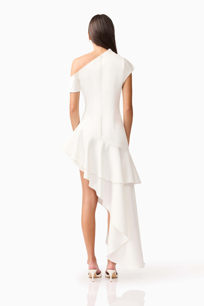 Livia Asymmetrical Gown in White