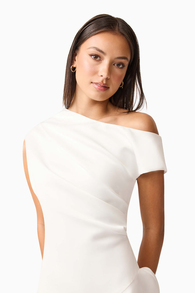 Livia Asymmetrical Gown in White