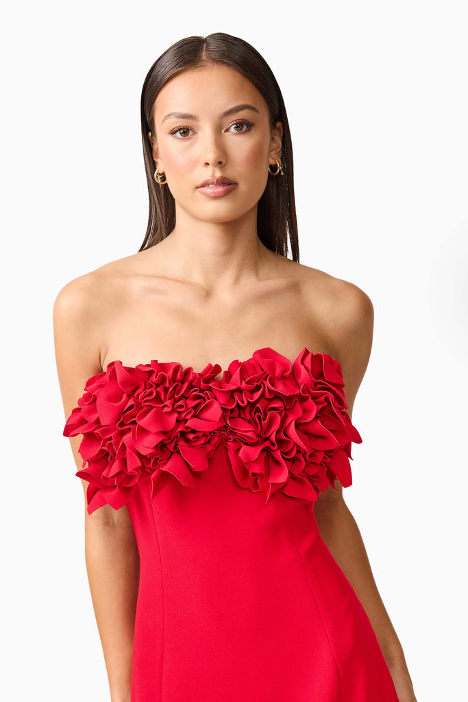 Lila Fitted Midi Dress in Red