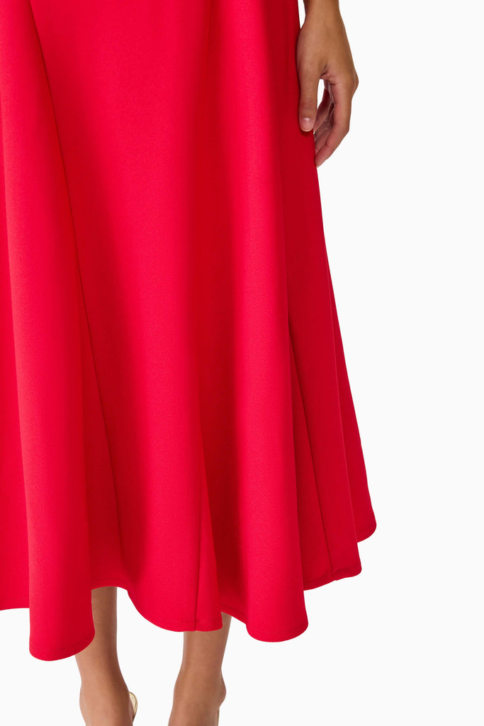Lila A-Line Midi Dress in Red