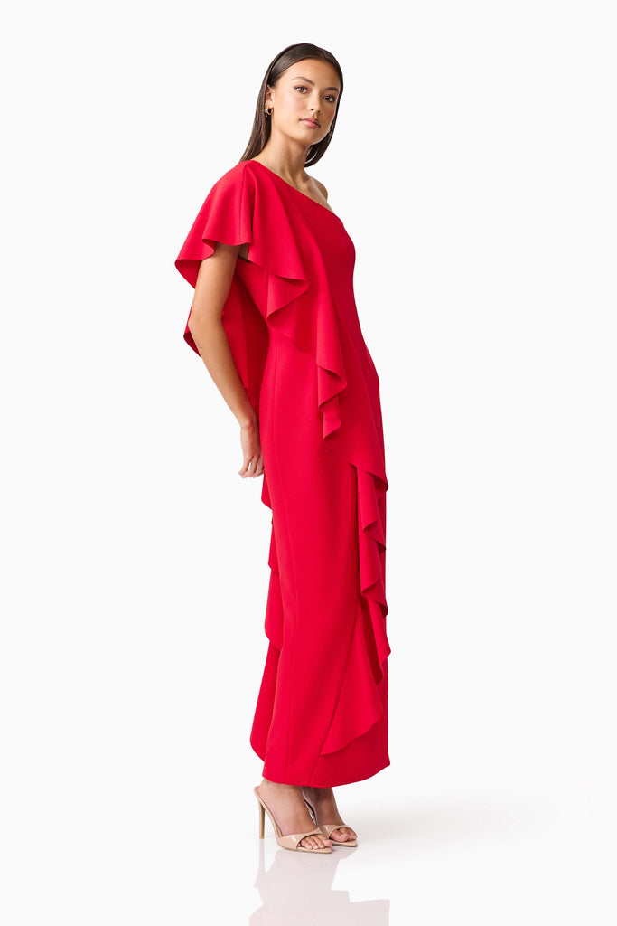 Lila Asymmetrical Gown in Red