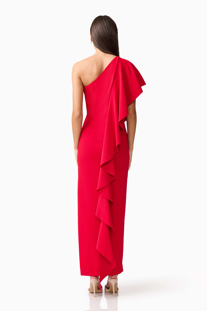 Lila Asymmetrical Gown in Red