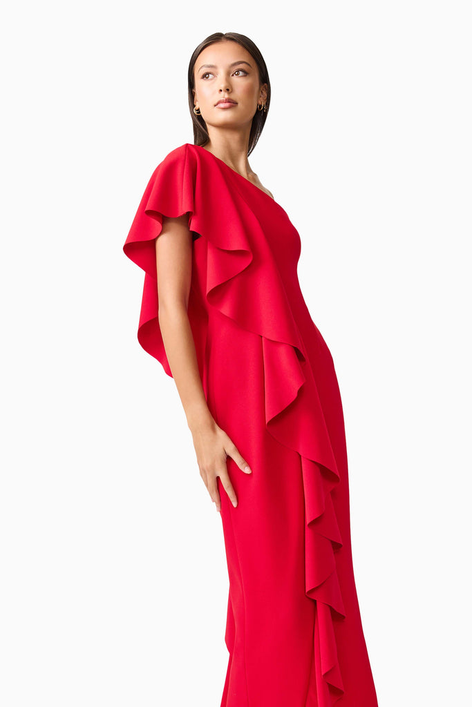 Lila Asymmetrical Gown in Red