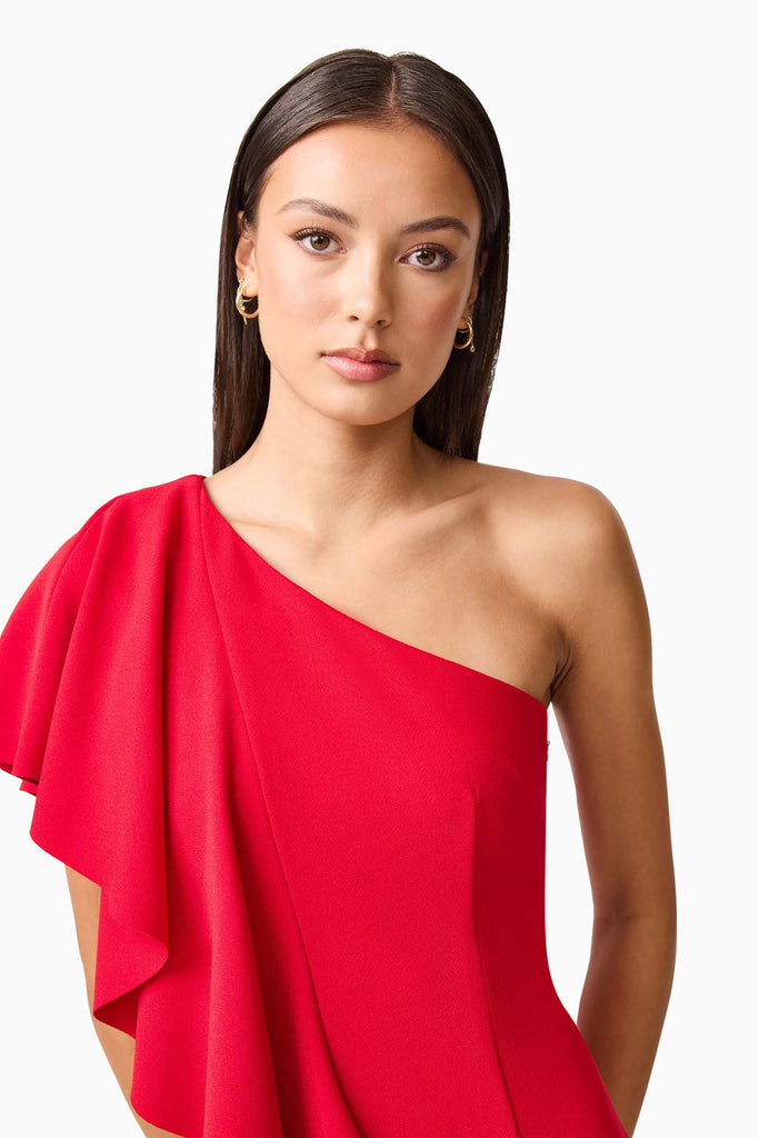 Lila Asymmetrical Gown in Red
