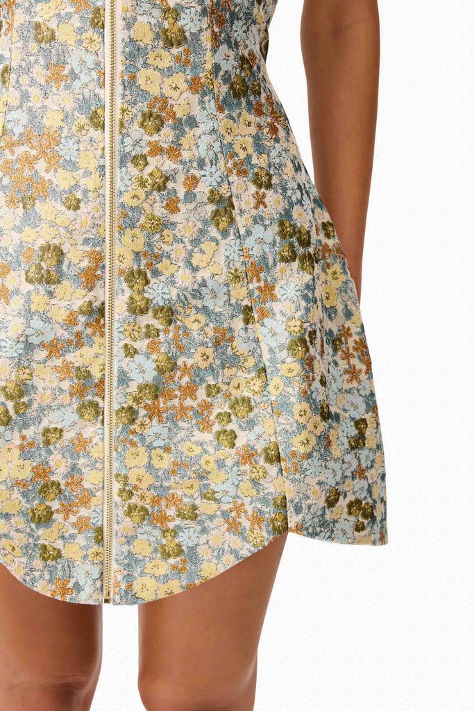 Tasmin Strapless Mini Dress in Blue & Yellow Floral