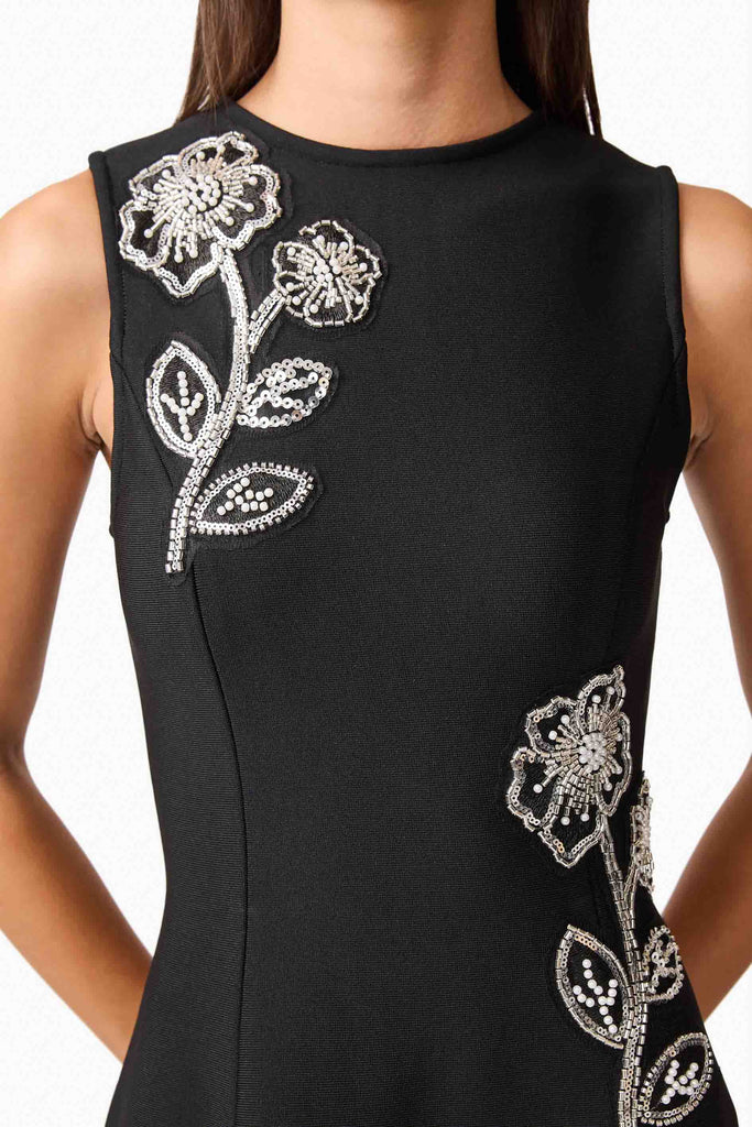 Soleil A-Line Midi Dress in Black