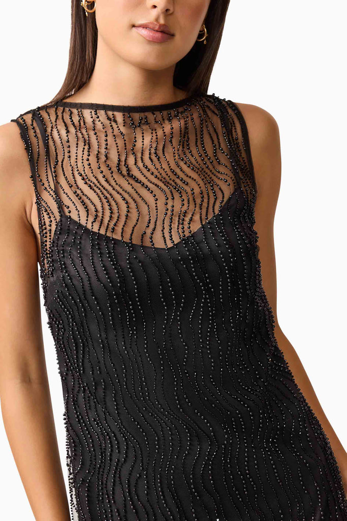 Margot Party Shift Mini Dress in Black