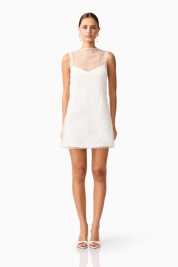 Margot Party Shift Mini Dress in White