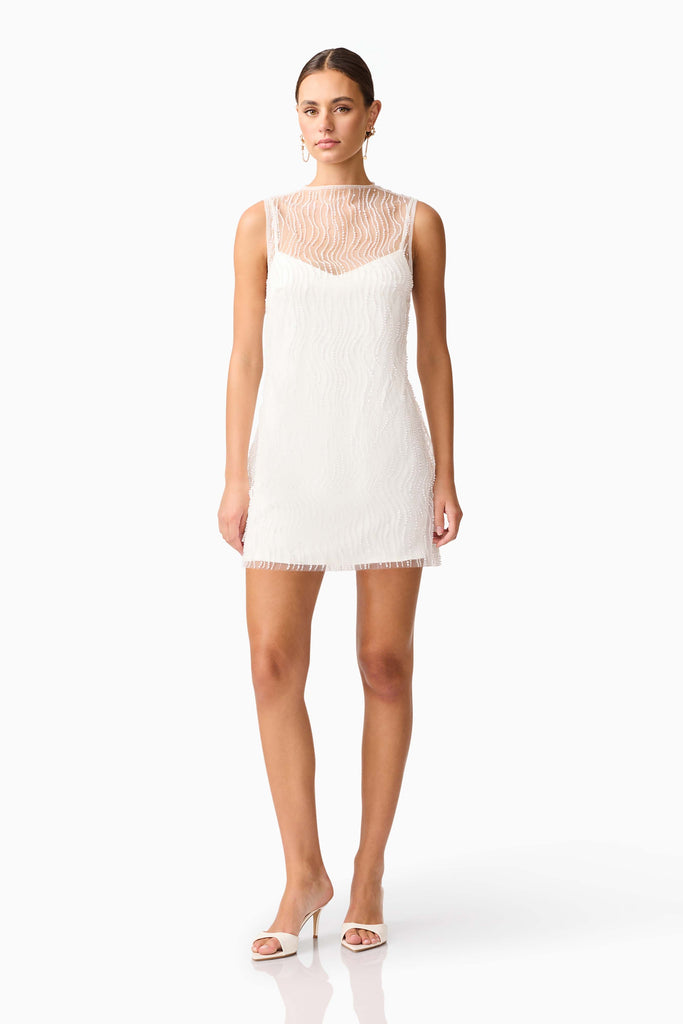Margot Party Shift Mini Dress in White