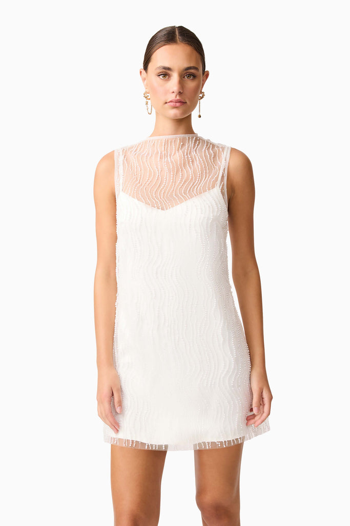 Margot Party Shift Mini Dress in White