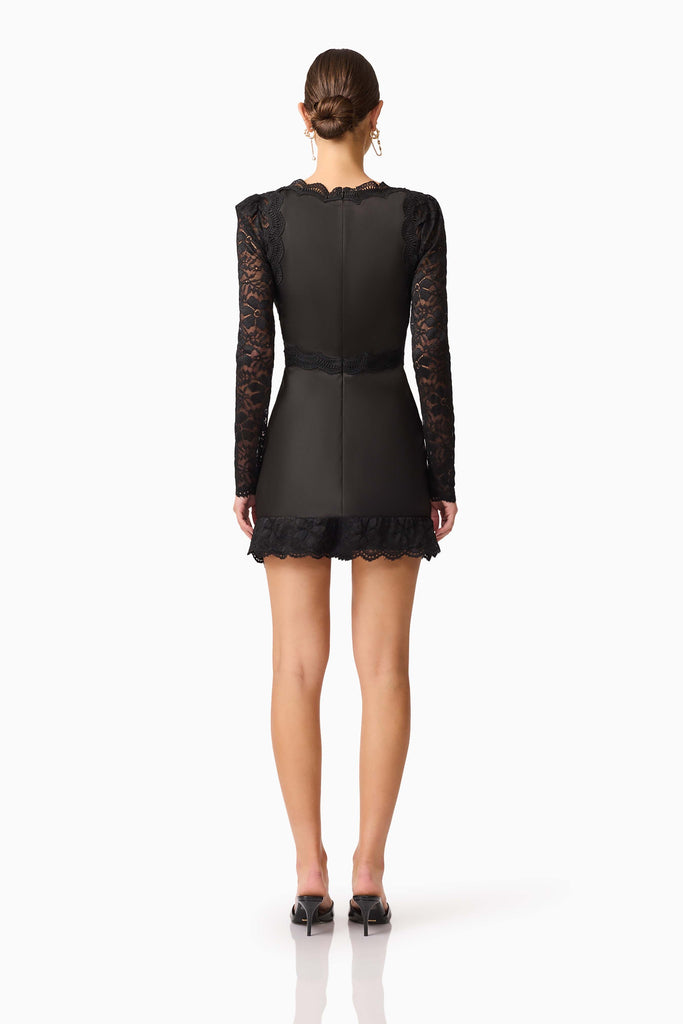 Margot Long Sleeve Mini Dress in Black