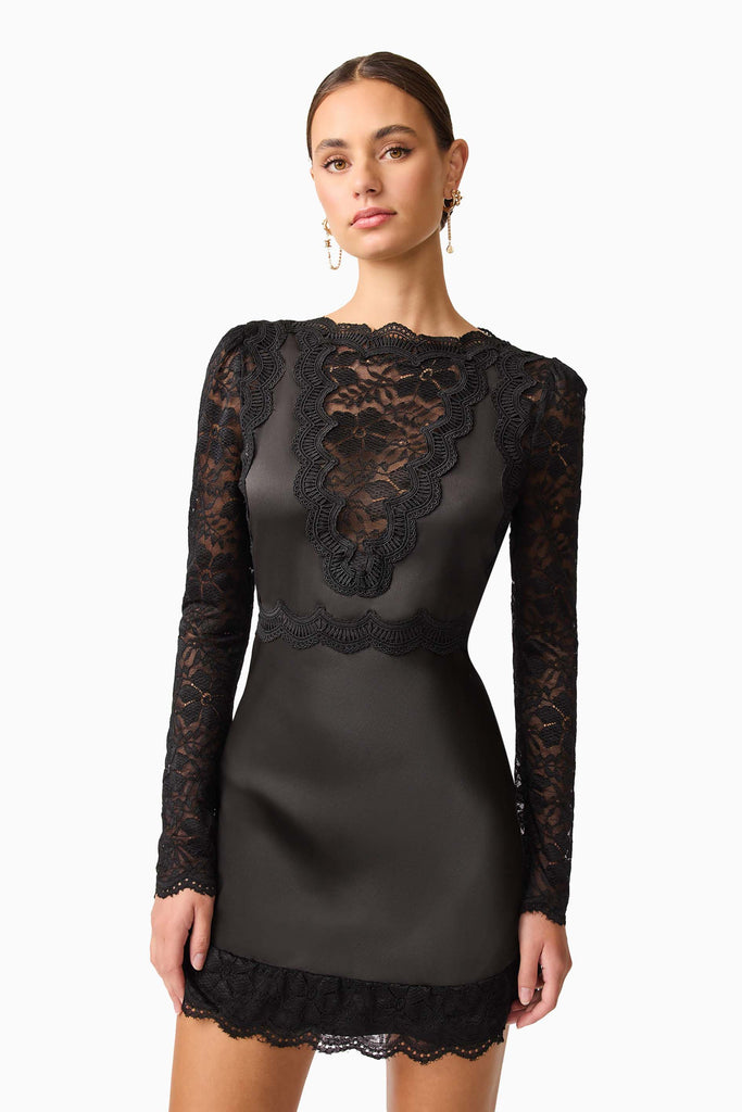 Margot Long Sleeve Mini Dress in Black