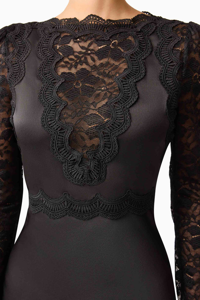 Margot Long Sleeve Mini Dress in Black