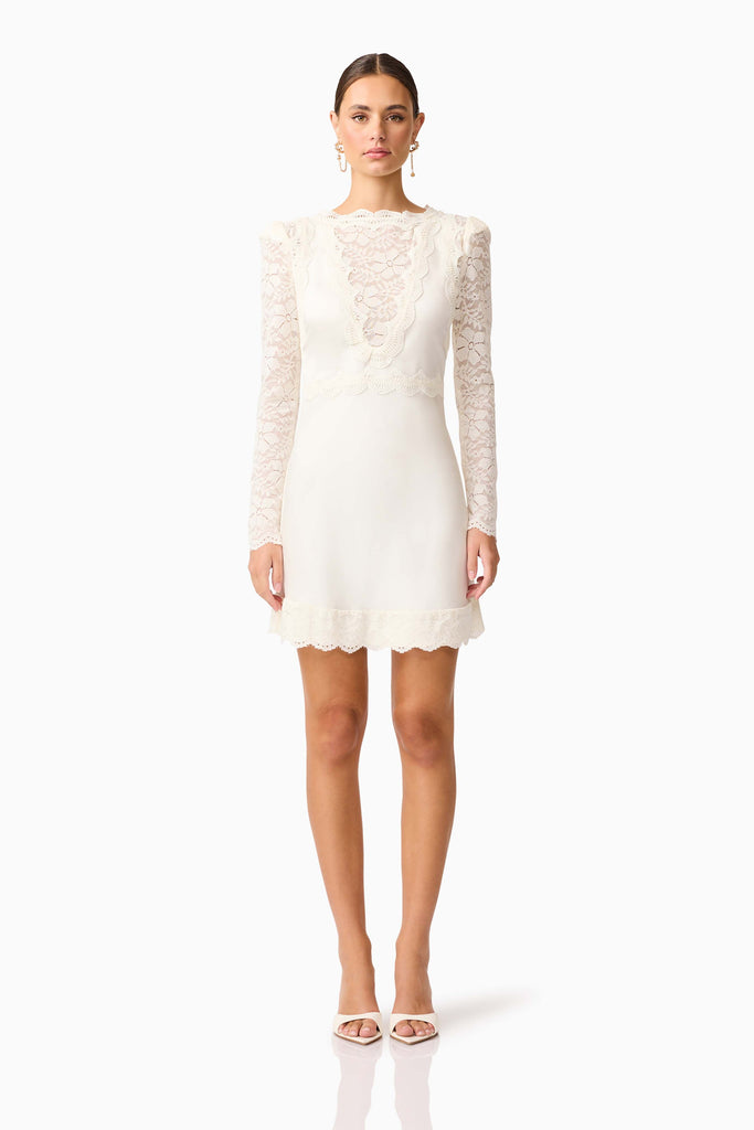 Margot Long Sleeve Mini Dress in White
