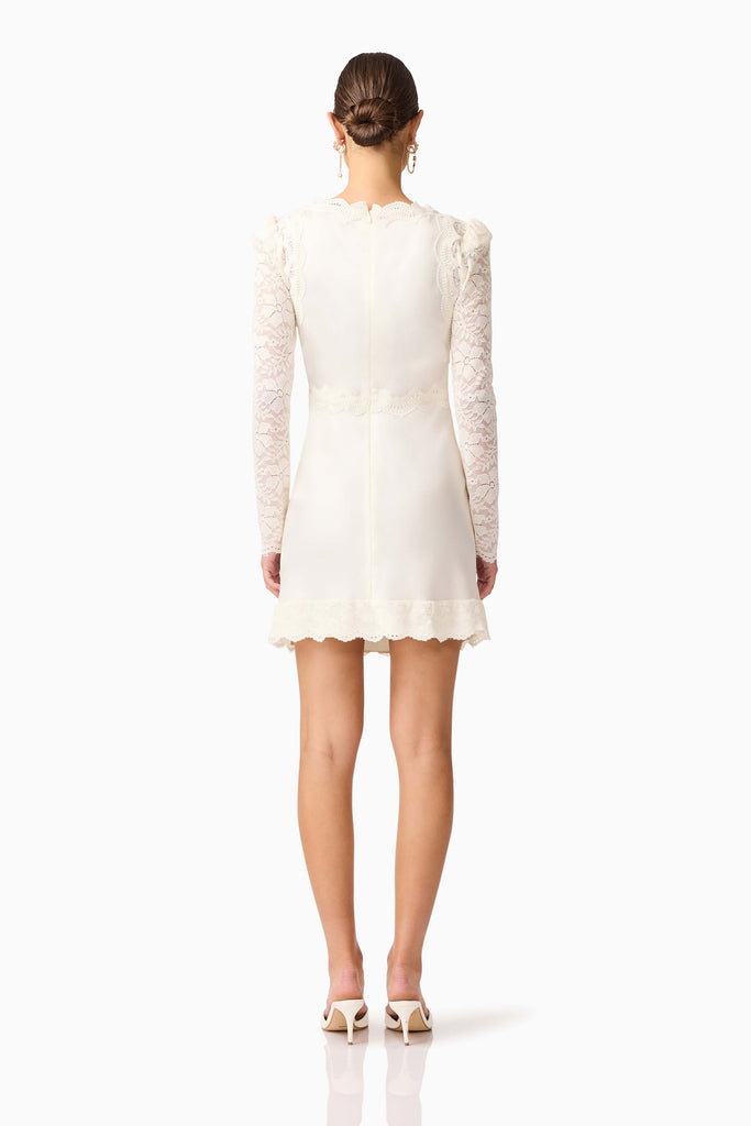 Margot Long Sleeve Mini Dress in White
