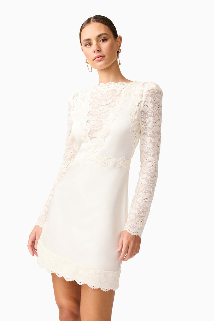 Margot Long Sleeve Mini Dress in White
