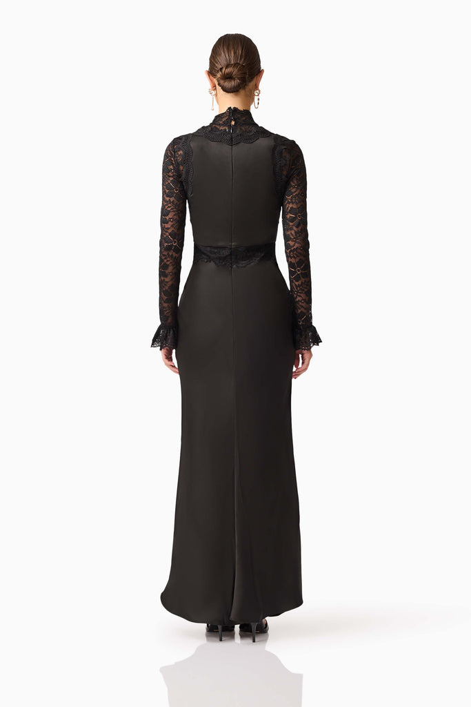 Margot Long Sleeve Gown in Black