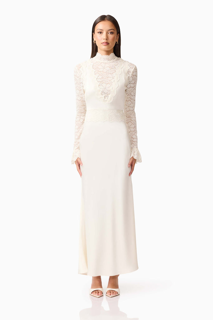 Margot Long Sleeve Gown in White