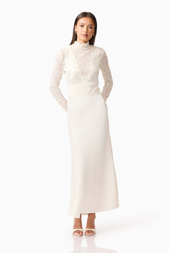 Margot Long Sleeve Gown in White