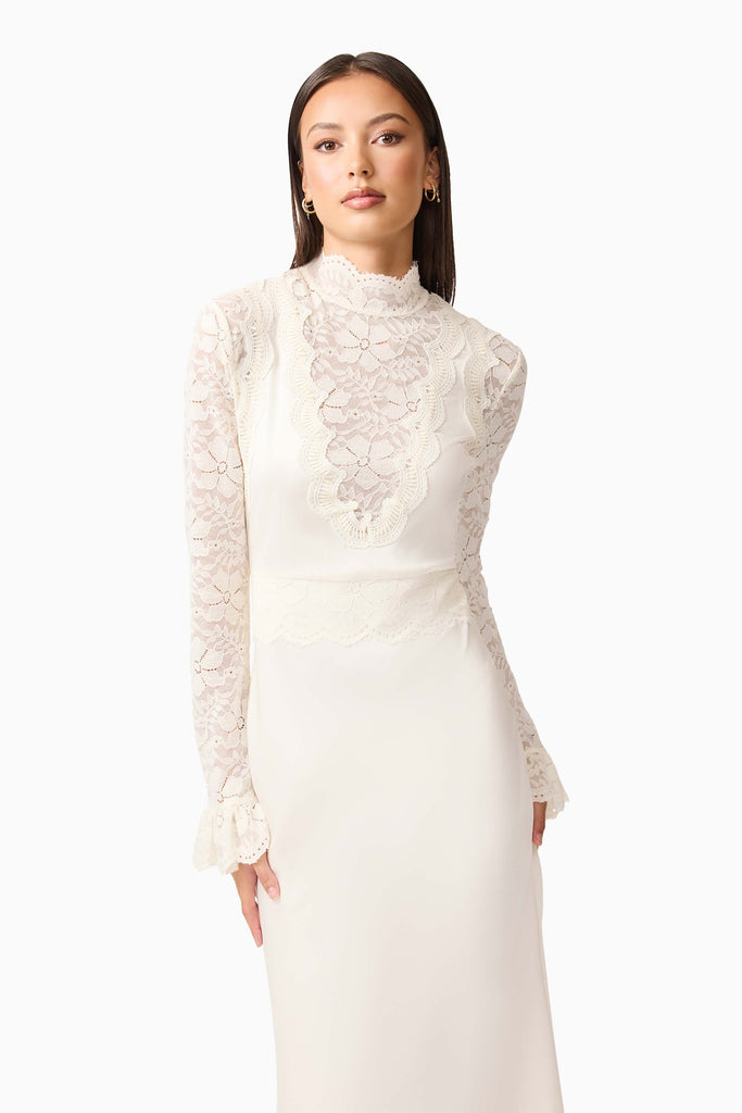 Margot Long Sleeve Gown in White