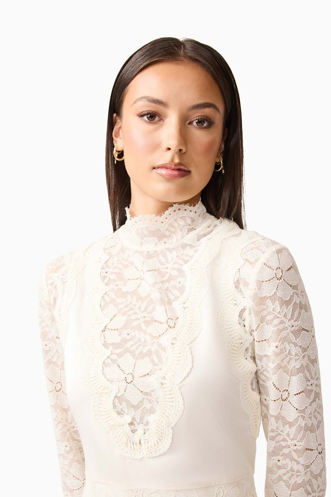Margot Long Sleeve Gown in White