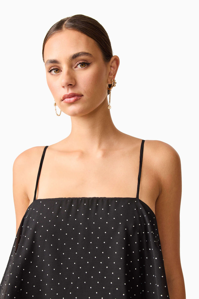 Moss Tiered Embellished Gown in Black