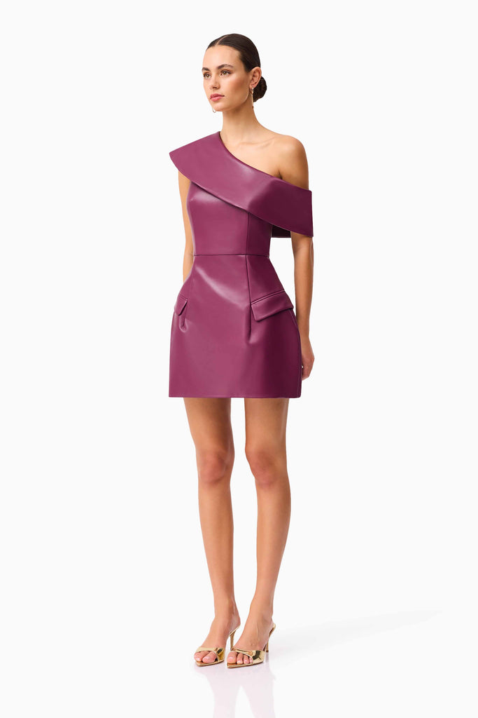 Nova Off The Shoulder Mini Dress in Purple
