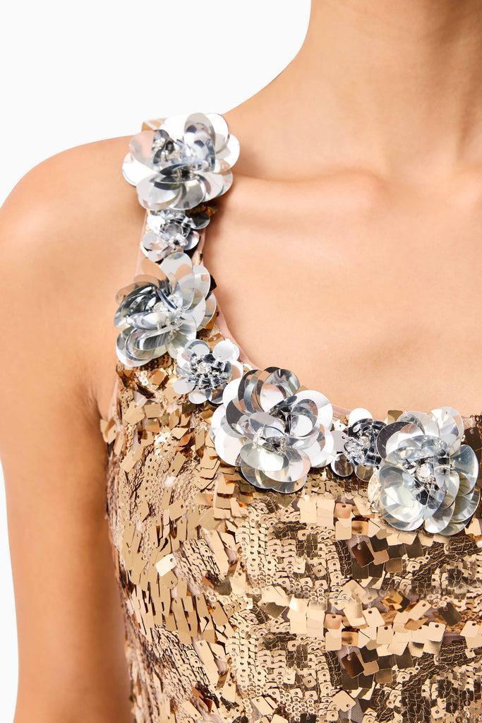 Noelle Sequin Mini Dress in Gold