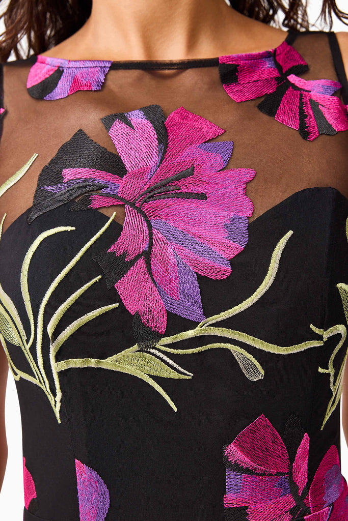 Amaya Gown in Black & Pink Floral