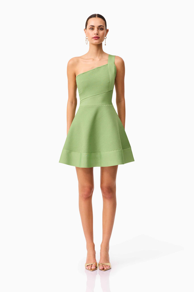 Seraphina One Shoulder Mini Dress in Green