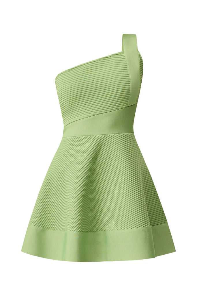 Seraphina One Shoulder Mini Dress in Green