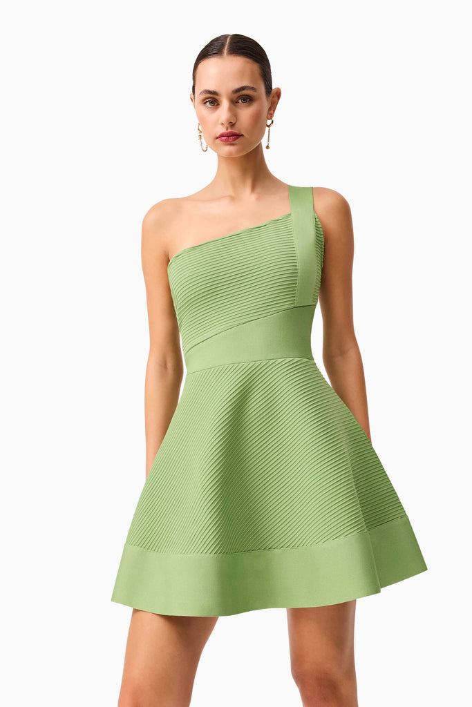 Seraphina One Shoulder Mini Dress in Green