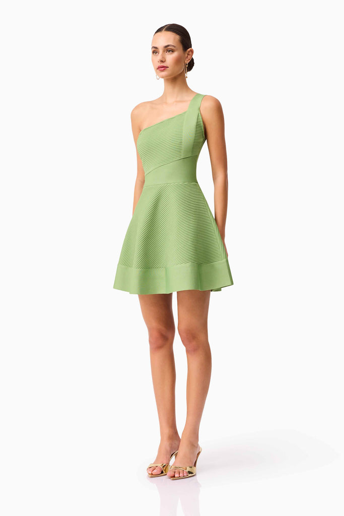 Seraphina One Shoulder Mini Dress in Green