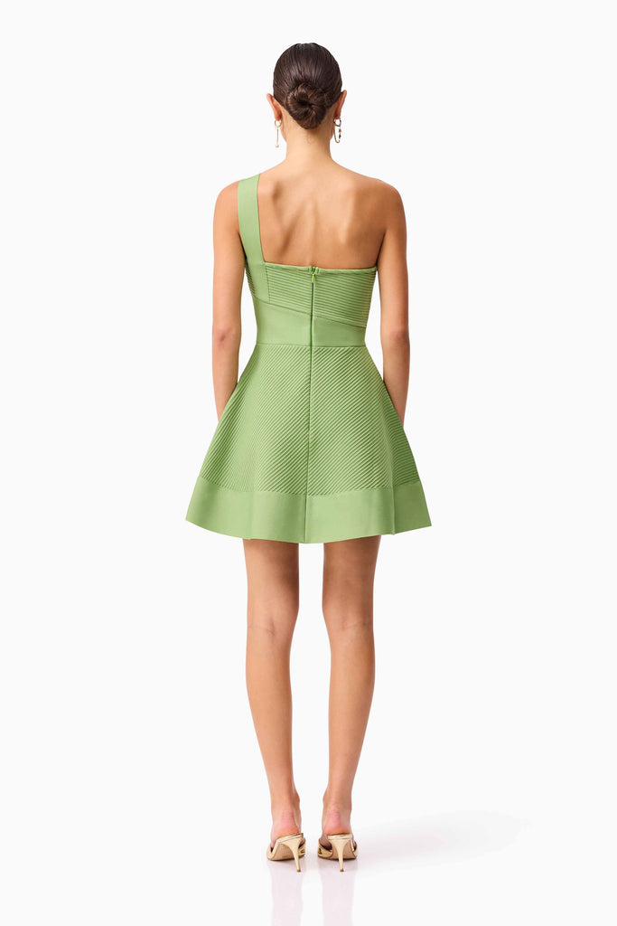 Seraphina One Shoulder Mini Dress in Green