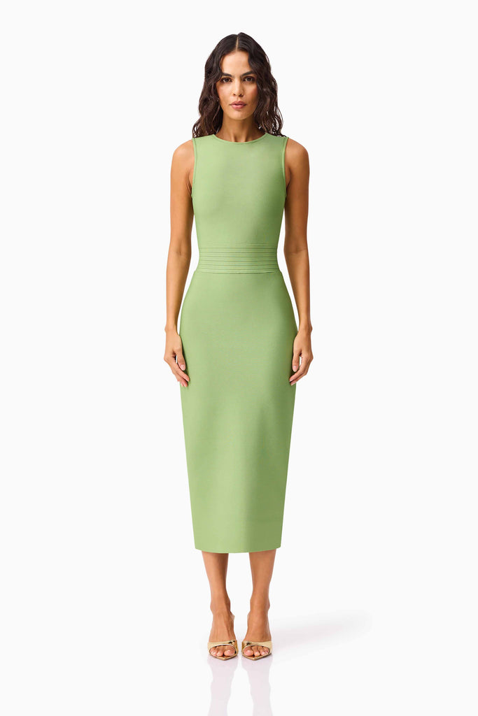 Seraphina Fitted Midi Dress in Green