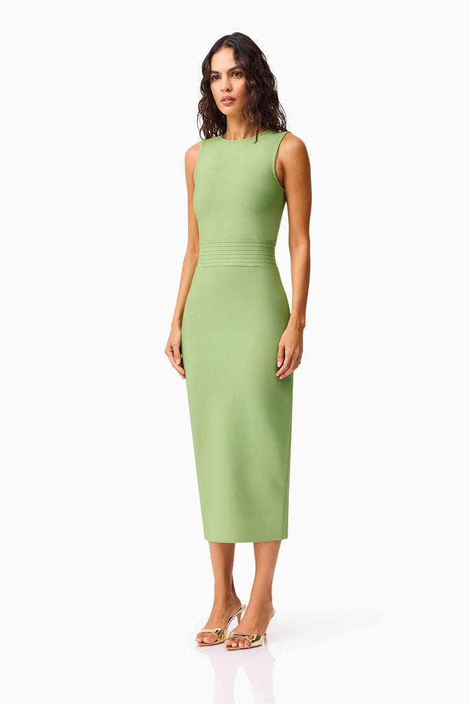 Seraphina Fitted Midi Dress in Green